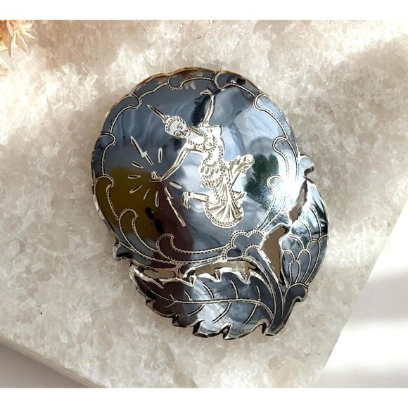 Mekkala Goddess FloralFlower Siam Sterling Silver Vintage Thai Brooch